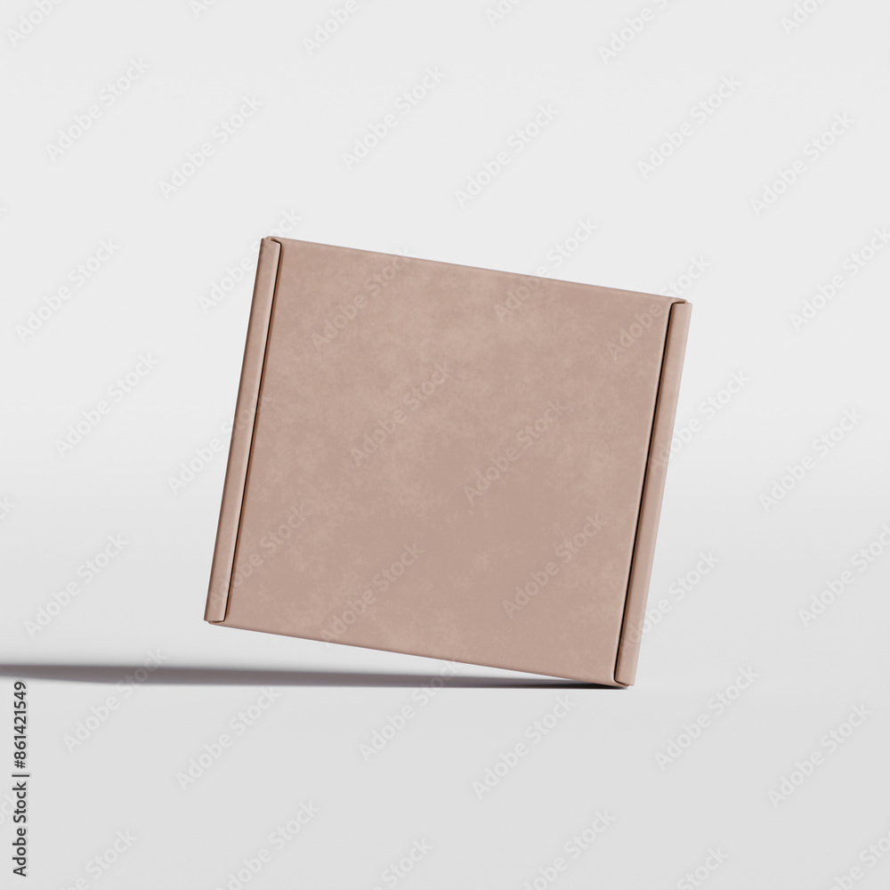 Empty cardboard Box brown color 3D rendering illustration on gray background Empty cardboard Box brown color 3D rendering illustration on gray background