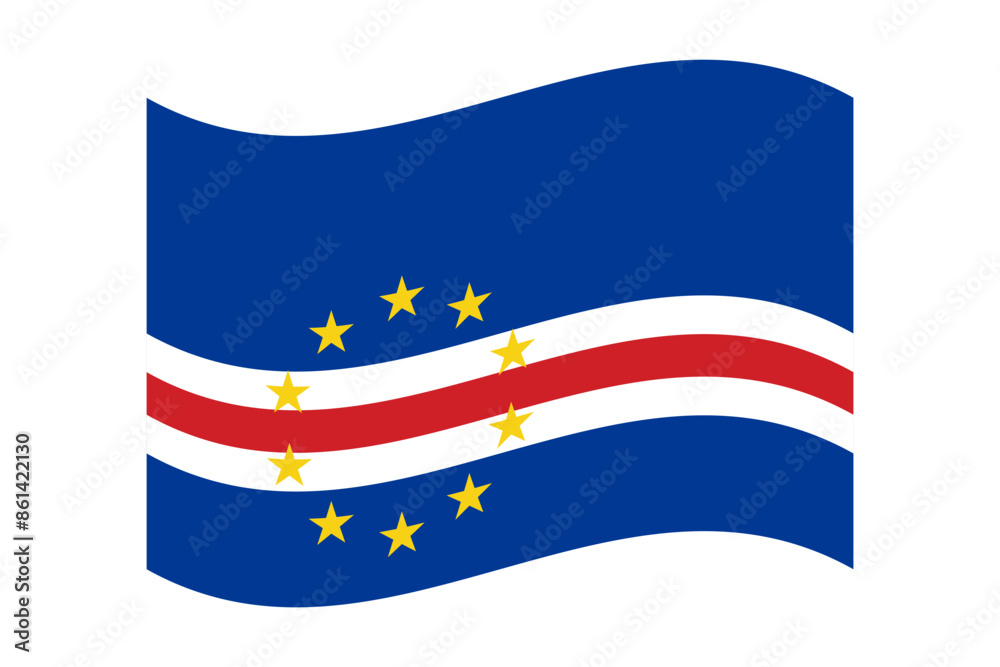 Vector illustration of wavy Cape Verde flag on transparent background Vector illustration of wavy Cape Verde flag on transparent background