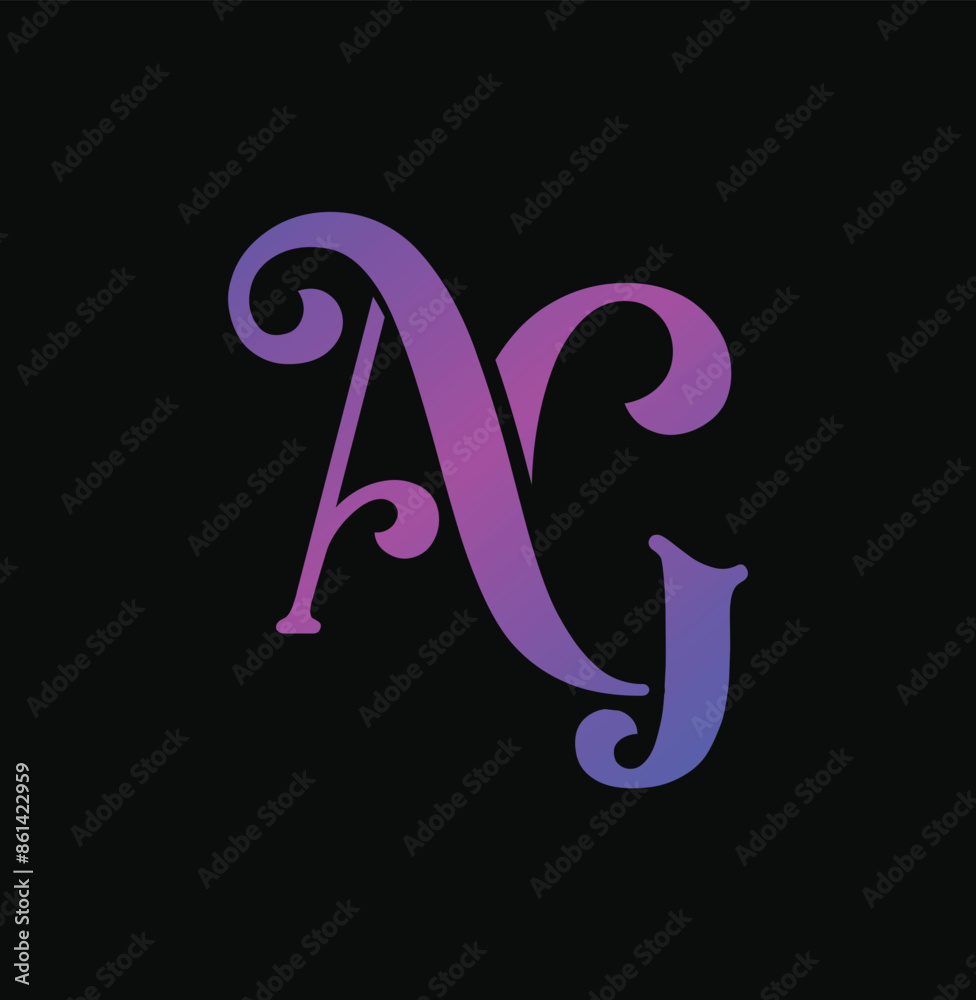 AG initial logo curvy font style AG merged elegant icon for brand AG initial logo curvy font style AG merged elegant icon for brand