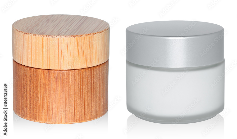 Set of Cosmetic Cream Jars isolated on transparent background, eco cosmetics and zero waste concept Set of Cosmetic Cream Jars isolated on transparent background, eco cosmetics and zero waste concept