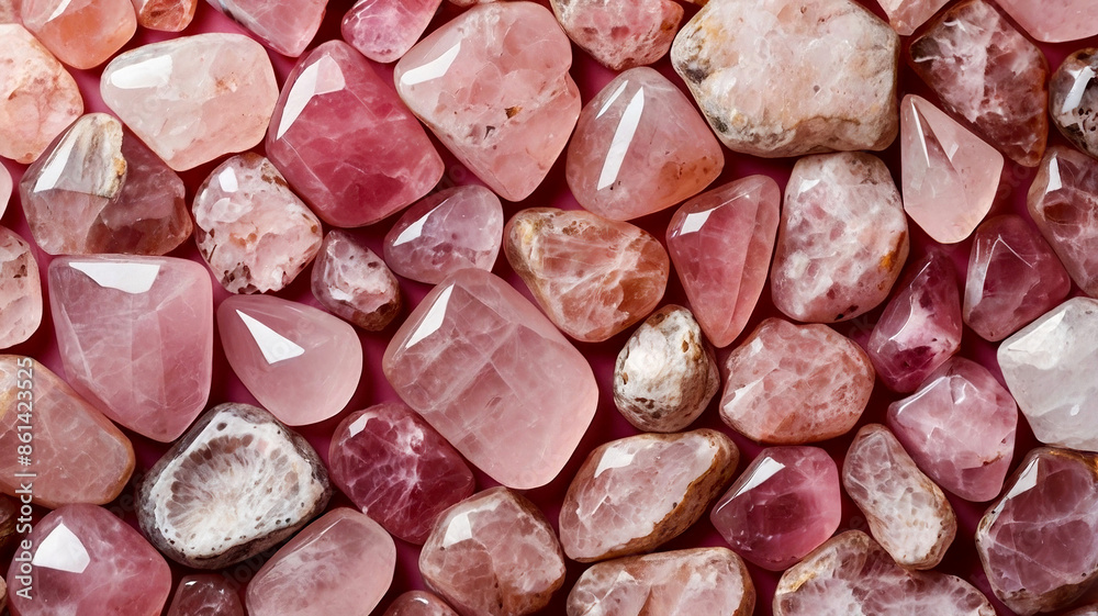 Naklejka premium pink stones background, pink gems scattered