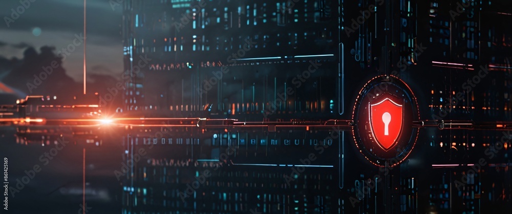 Obraz premium the importance of cyber security and digital protection in the modern business landscape. Use futuristic and sleek technology designs to convey a sense of advanced protection and security