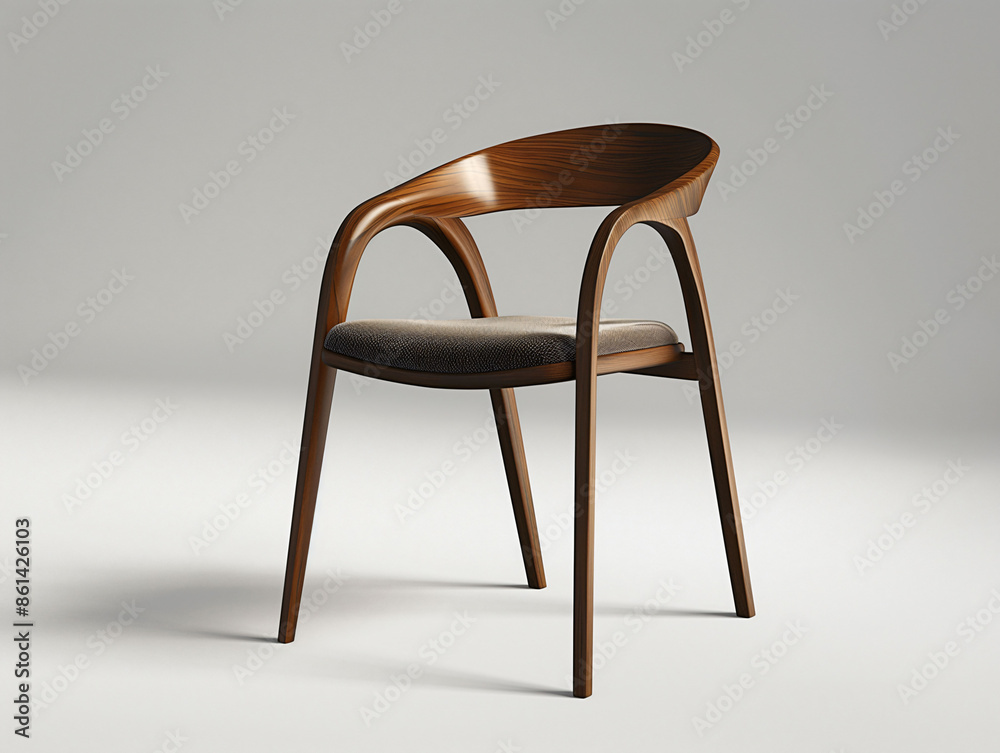 Modern designer chair. Textile, leather, wooden chair Modern designer chair. Textile, leather, wooden chair