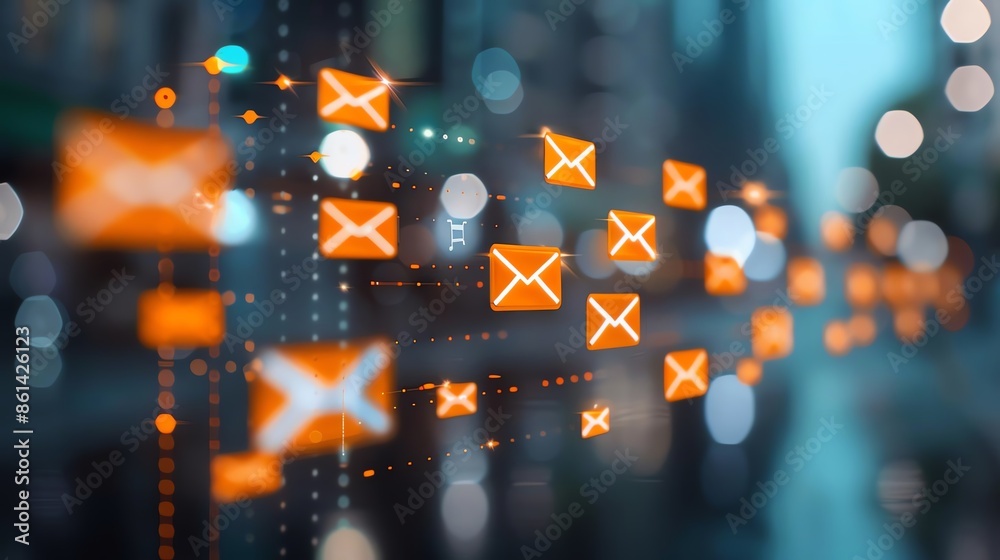 Fototapeta premium Email Engagement A softly lit graph showing increasing engagement from emails
