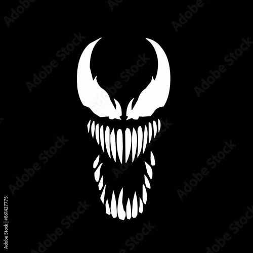 Venom face vector illustration black and white 