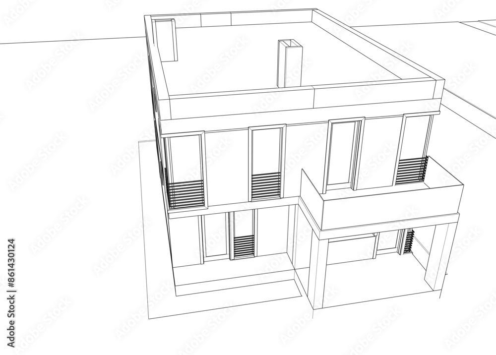 E:house building sketch architectural 3d illustration E:house building sketch architectural 3d illustration