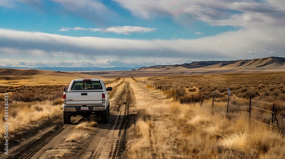 Pickup Truck on Remote Dirt Road Promoting Soil Conservation Awareness Pickup Truck on Remote Dirt Road Promoting Soil Conservation Awareness