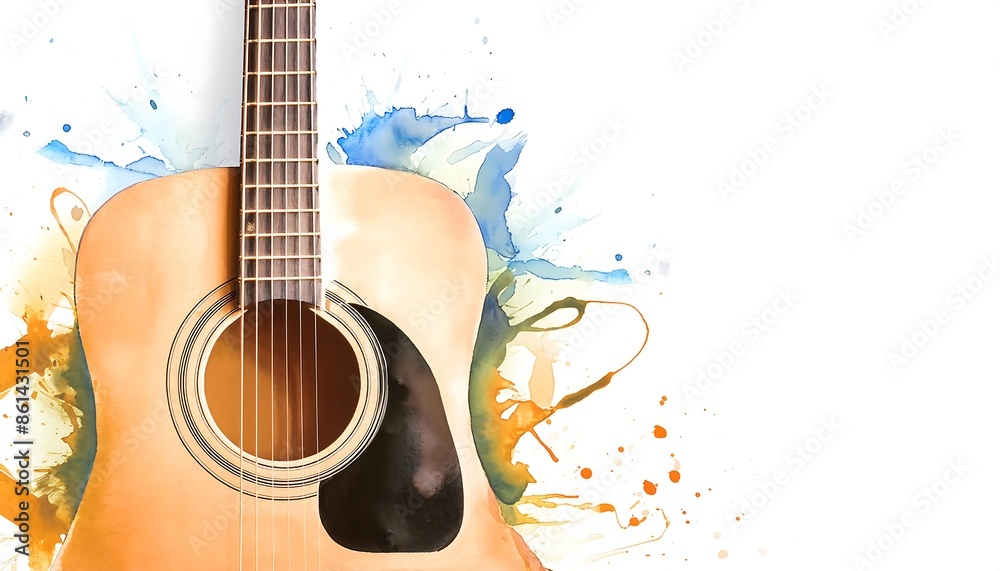 acoustic guitar on a white background