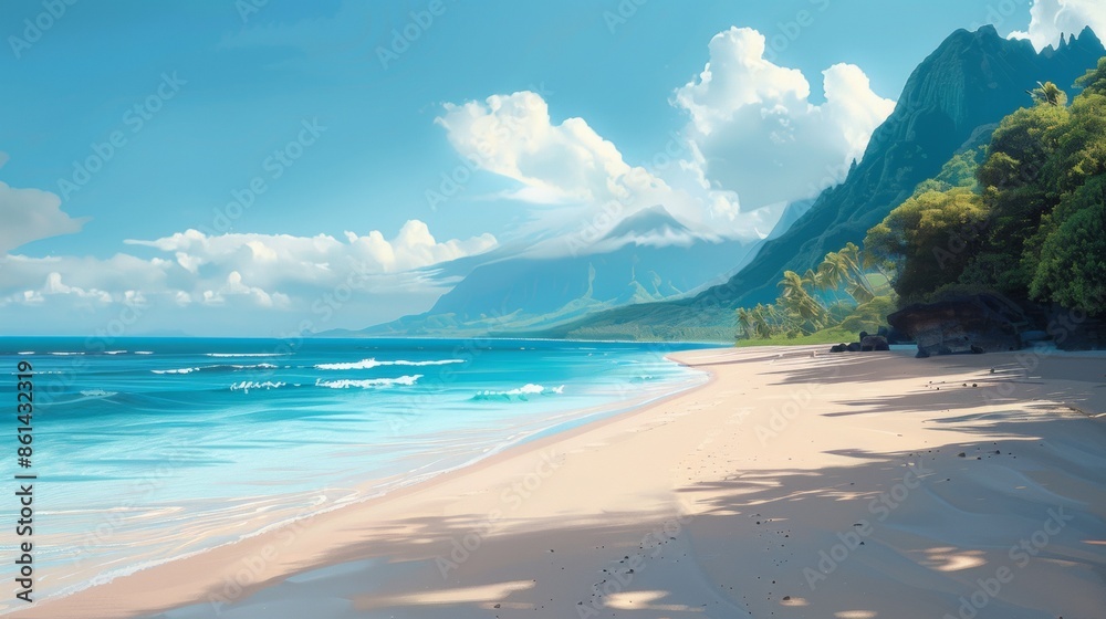 Summer holiday on a deserted beach overlooking the sea, sand and a beautiful sunset. Summer holiday on a deserted beach overlooking the sea, sand and a beautiful sunset.