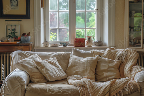 Cozy sofa with cushions