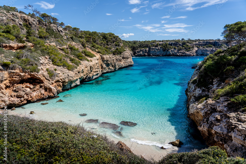 Paradisiacal beach with turquoise waters and white sand Paradisiacal beach with turquoise waters and white sand