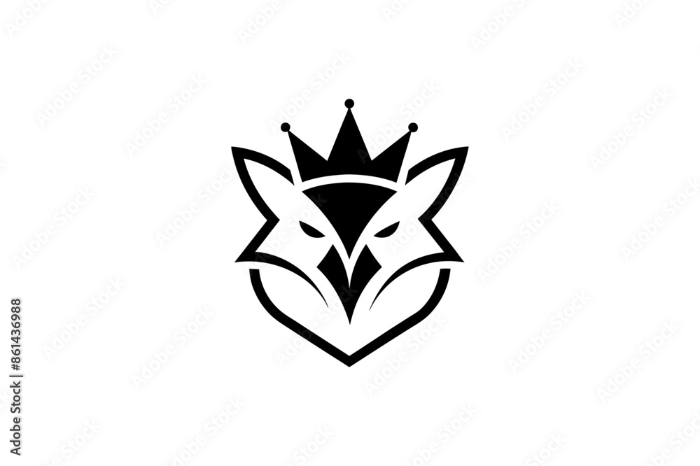 Fototapeta premium Feline with crown iconic logo