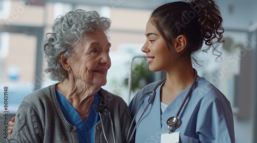 The nurse and elderly woman photo