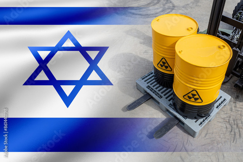 Barrels with symbol of nucl...