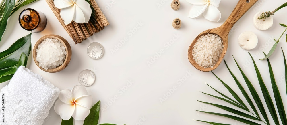 Beautiful spa theme object on a white background with copy space image. Beautiful spa theme object on a white background with copy space image.