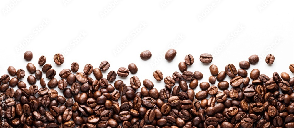 Border of coffee beans on a white background with copy space image. Border of coffee beans on a white background with copy space image.