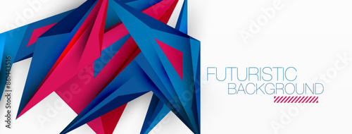 Minimal geometric abstract background. Low poly dynamic triangle design. Trendy techno business template for wallpaper, banner, background or landing