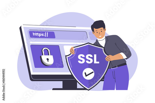 Secure sockets layer illustration concept. Illustration for websites, landing pages, mobile applications, posters and banners. Trendy flat vector illustration