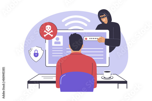 Data phishing illustration concept. Illustration for websites, landing pages, mobile applications, posters and banners. Trendy flat vector illustration