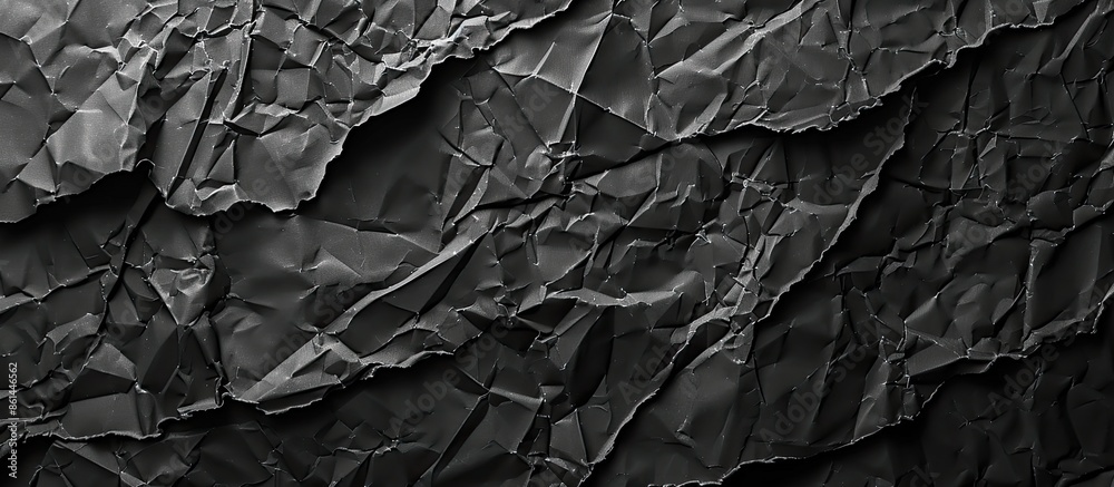 Background featuring a texture of crumpled black paper with a design suitable for including copy space image. Background featuring a texture of crumpled black paper with a design suitable for including copy space image.