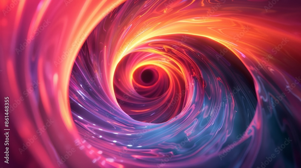 Vibrant Neon Swirl Abstract Digital Art in Vivid Colors