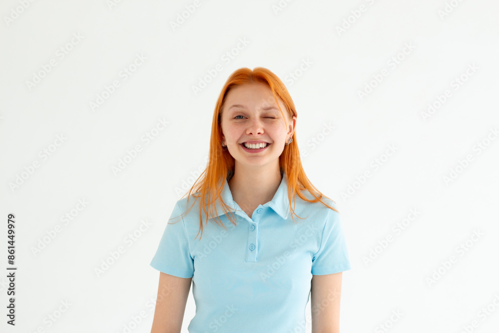 Portrait of attractive flirty cheerful girl winking good mood isolated over white background Portrait of attractive flirty cheerful girl winking good mood isolated over white background