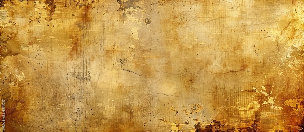 Obraz premium Vintage gold paper with a wide grunge style, ideal for design work, featuring an antique look and copy space image.