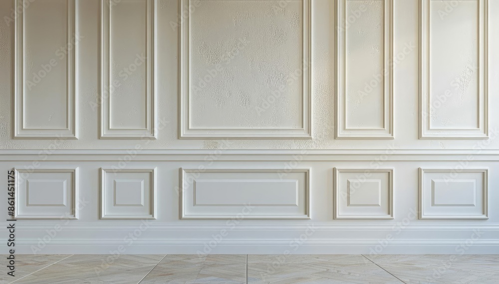 Elegant classic interior wall with ornate white molding and wooden paneling, perfect for backdrop, design inspiration, or architectural detailing. Elegant classic interior wall with ornate white molding and wooden paneling, perfect for backdrop, design inspiration, or architectural detailing.