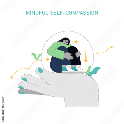 Compassion Focused Therapy. Flat Vector Illustration