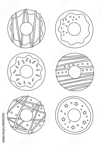 Coloring Page Set Features A Variety Of Donuts For Both Adults And Children