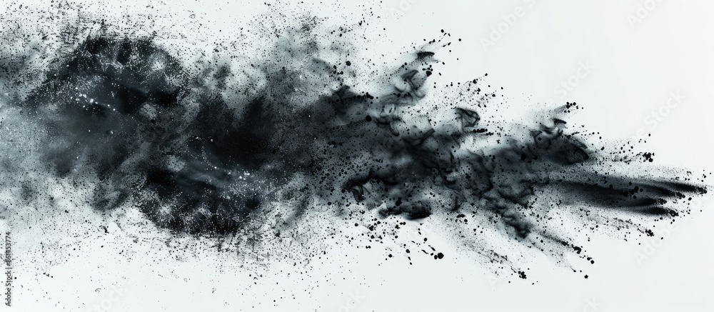 Freeze motion of black powder exploding on an abstract background with copy space image. Freeze motion of black powder exploding on an abstract background with copy space image.