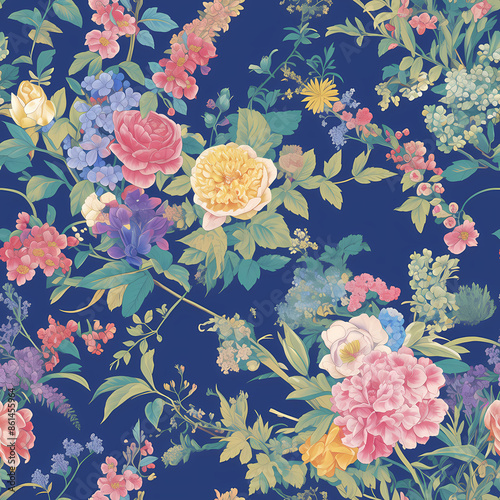 English Flower Blossoms seamless