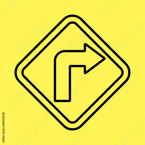 Free Download right turn icon simple, line vector isolated on yellow background. trendy and modern design - GFXLoad