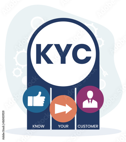 KYC - Know Your Customer acronym. business concept background. vector illustration concept with keywords and icons. lettering illustration with icons for web banner, flyer, landing page