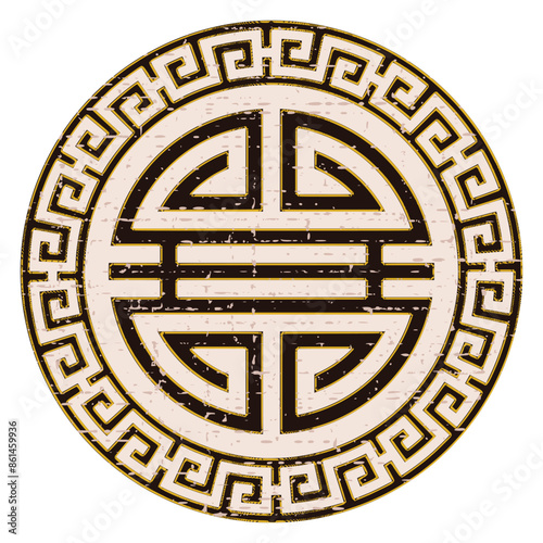 Vector round ethnic element, circular Mongolian national ornament, decorative design templates, isolated on white background	