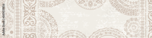 Ethnic background on the theme of Kazakh national ornament, frame, vector design