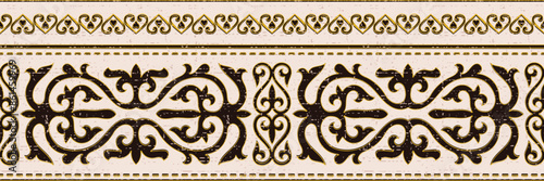 Ethnic seamless border on the theme of Kazakh national ornament, seamless pattern, vector design