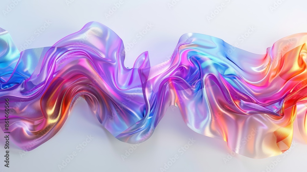 Fototapeta premium Abstract colorful liquid wave, iridescent texture, flowing design, vibrant colors, digital art, modern graphic, background.