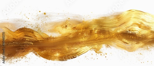 Abstract golden paint splash isolated on white background. photo