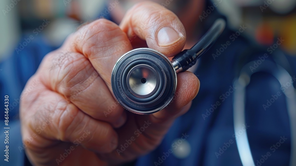 Close-up of a doctor holding a stethoscope towards the camera, symbolizing healthcare, diagnosis, and medical examination. Close-up of a doctor holding a stethoscope towards the camera, symbolizing healthcare, diagnosis, and medical examination.