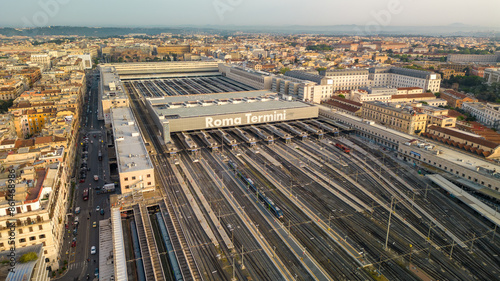 Wallpaper Mural Roma Termini Train Station in Downtown Rome, Italy. Aerial Drone Shot Torontodigital.ca
