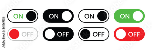 Set of power On and Off switch icon collection. Toggle switch symbol. Vector Illustration.