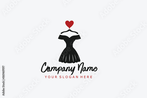 women dress beauty fashion shop logo design illustration