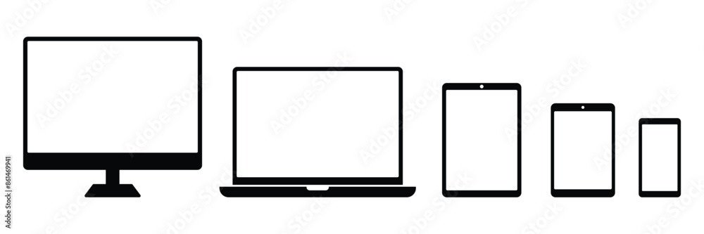 Set of Device icon collection. Smartphone, tablet, laptop and desktop computer symbol. vector Illustration. Set of Device icon collection. Smartphone, tablet, laptop and desktop computer symbol. vector Illustration.