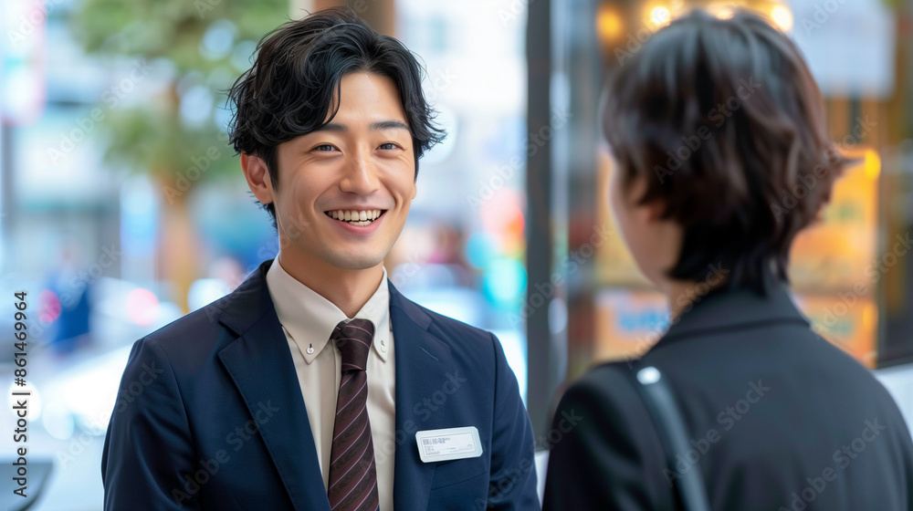 笑顔で商談するビジネスマン