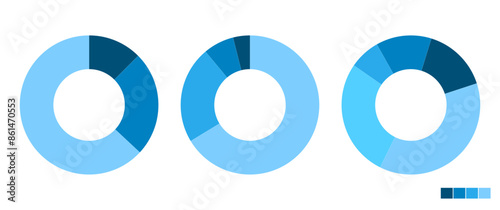 Blue Doughnut Chart vector, Ring Diagram, Business infographic for presentation, Static, Analysis graph in Moder flat style, Percentage illustration