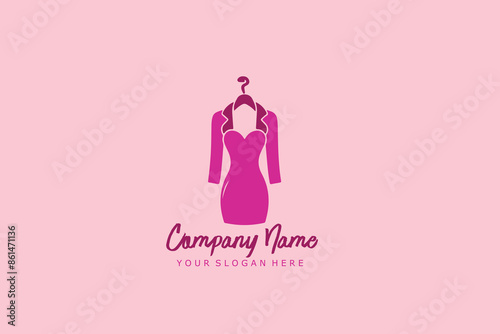 women dress beauty fashion shop logo design illustration