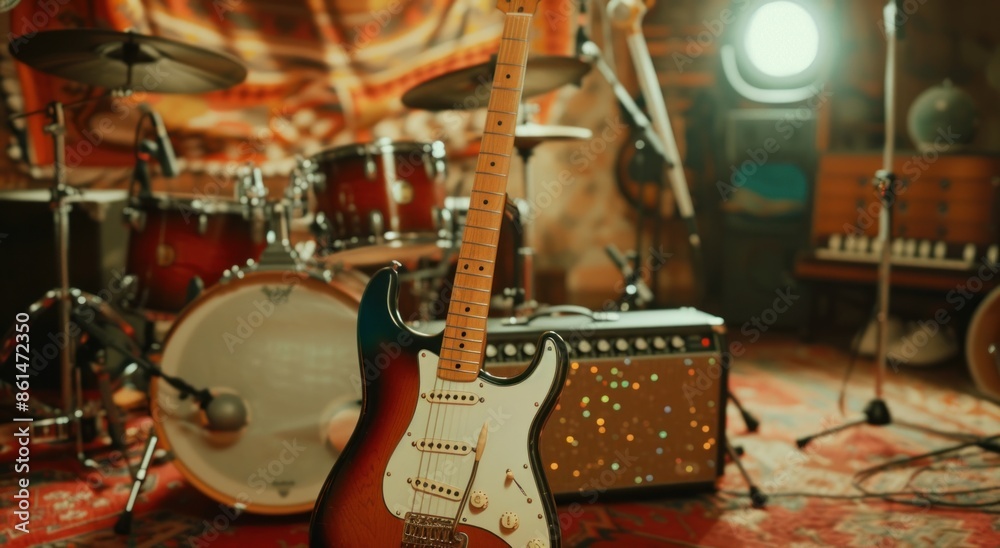 Fototapeta premium Electric Guitar in a Music Studio Setting