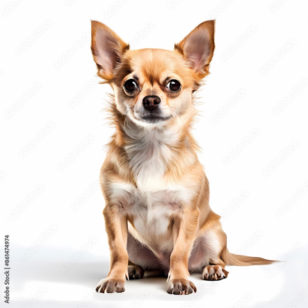 Chihuahua dog breed standing against white background, AI Generated Chihuahua dog breed standing against white background, AI Generated