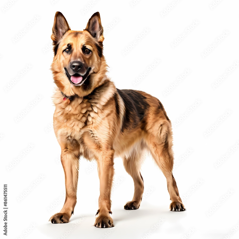 Chinook dog breed standing against white background, AI Generated